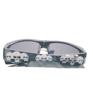 Locs Skull Rectangular Wrap Sunglasses Silver Unisex Anti-Reflective UV4…